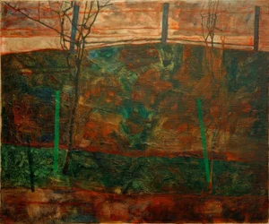 Landschaft mit rotem Himmel